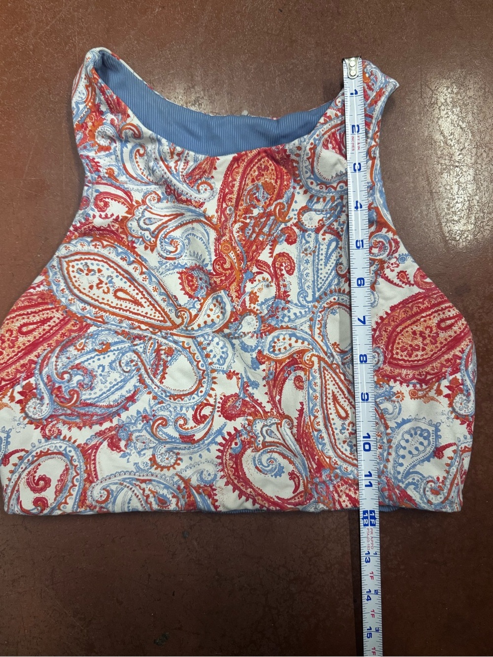 lululemon athletica Paisley High-Neck Sports Bra — Blue, Red & Orange